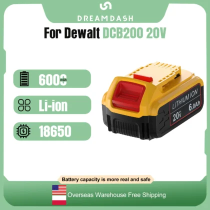 For Dewalt DCB200 DCB206 20V 6.0-Ah Durable Premium Lithium-Ion Battery Pack For Dewalt Power Tool Battery Hammer Drill 20V