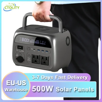 500W Portable Power Station 230WH Camping Lifepo4 Battery 110V Outlets Power Bank UPS Function Energy Storage for Outdoor Home